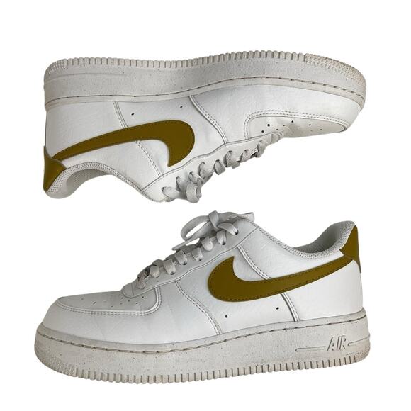 NIKE Size 9.5 Air Force 1 '07 NN Next Nature DV3808-101 Bronzine White Leather - Picture 2 of 11